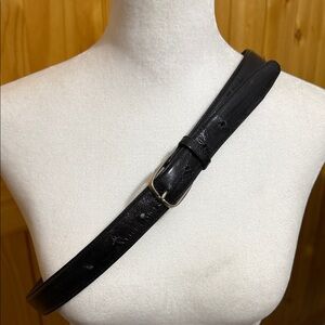 Classic Black Eel Skin Leather Men's Belt with Silver Buckle.  Size 36.